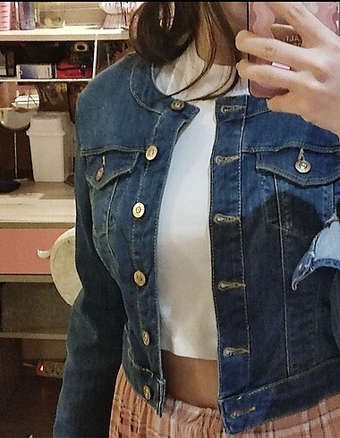 s Beden İNCE CROP KOT CEKET