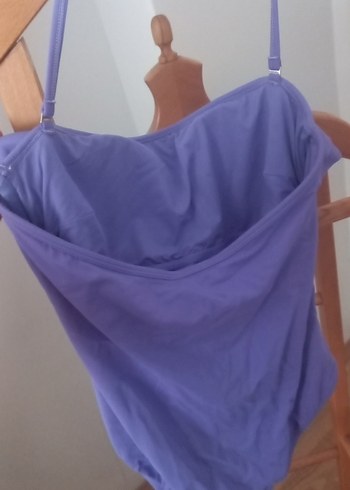 Mor Drapeli Askılı Kadın Mayo - Görsel 6