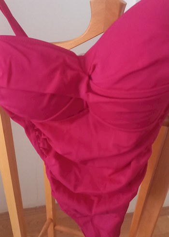 Pembe Drapeli Kadın Mayo - Görsel 3