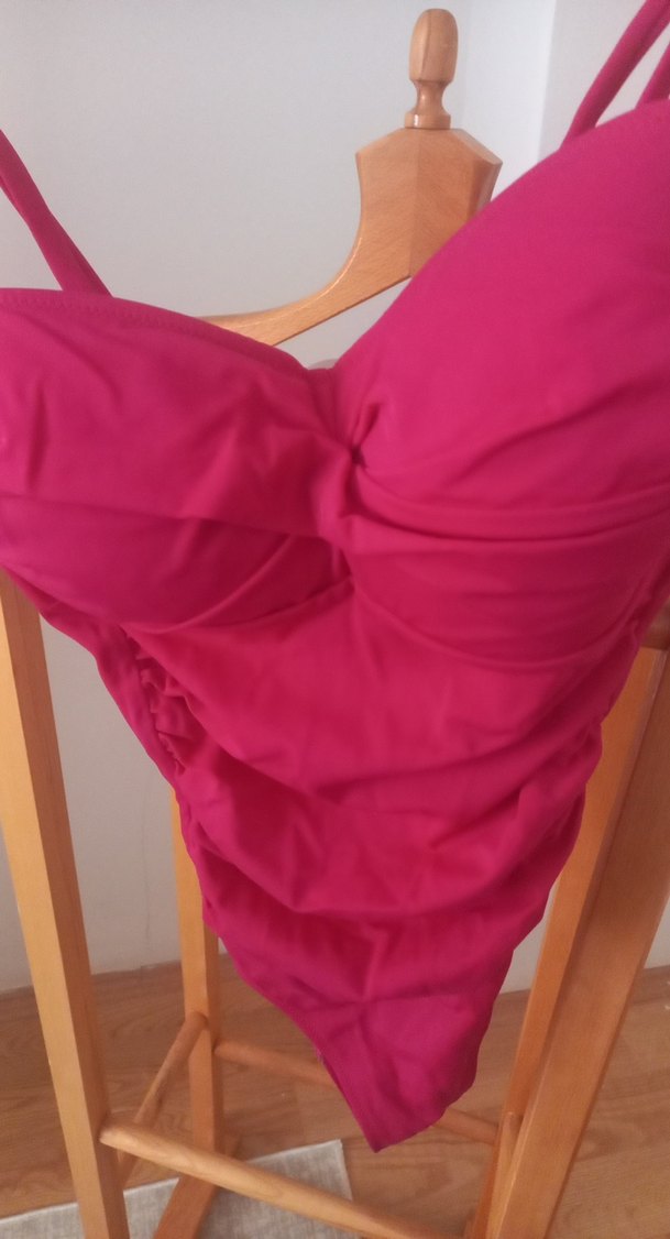 Pembe Drapeli Kadın Mayo - Görsel 3