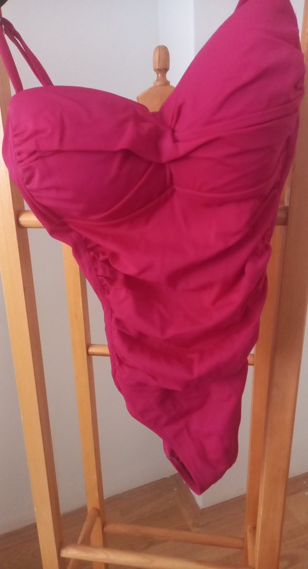 Pembe Drapeli Kadın Mayo - Görsel 2