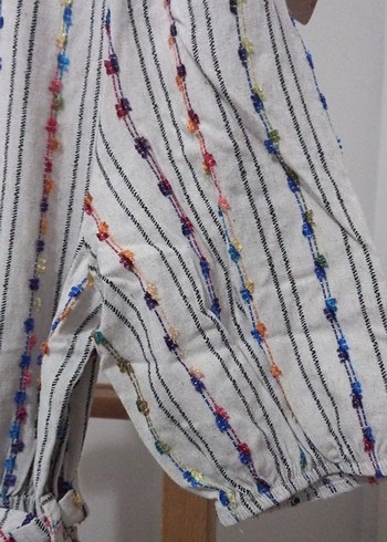 Nakışlı, Kuşaklı Bohem Elbise - Görsel 3