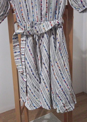 Nakışlı, Kuşaklı Bohem Elbise - Görsel 7