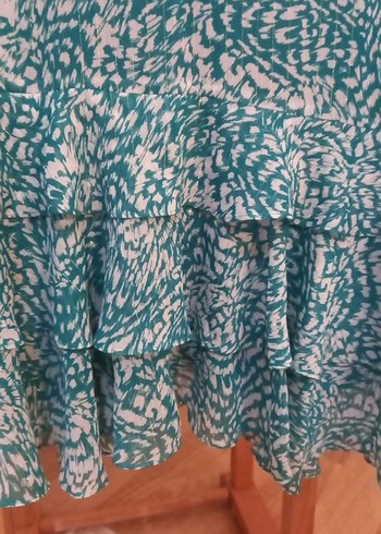 Turkuaz V Yaka Midi Elbise - Görsel 7