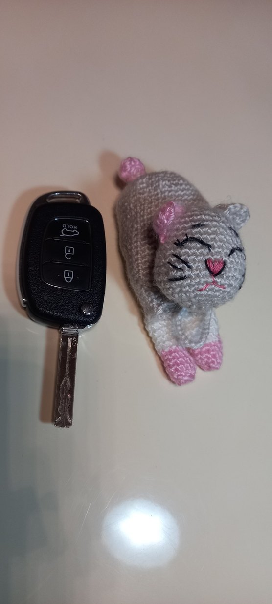 Pembe Örgü Kedi Amigurami Anahtarlık - Görsel 4