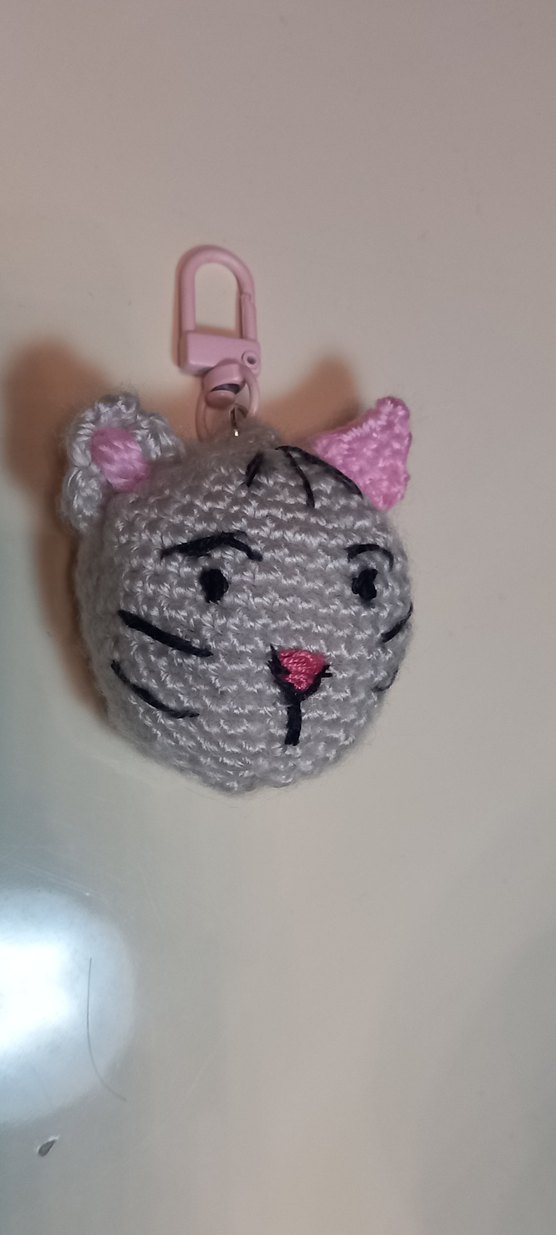 Pembe Örgü Kedi Anahtarlık - Görsel 3