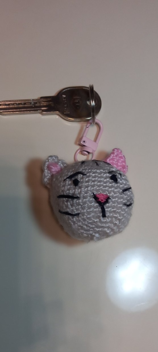 Pembe Örgü Kedi Anahtarlık - Görsel 2