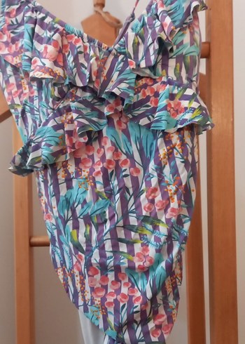 Çok Renkli Bağlamalı Fırfırlı Penti Mayo - Görsel 7