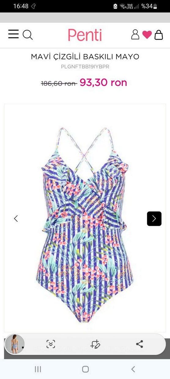 Çok Renkli Bağlamalı Fırfırlı Penti Mayo - Görsel 3