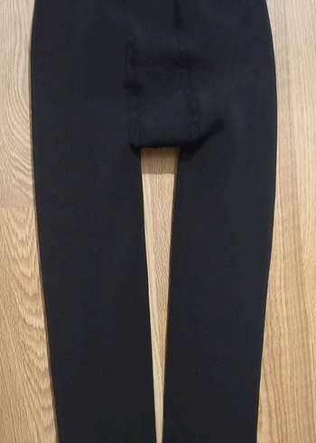 Siyah Kadın Polar Tayt Velcro Detaylı - Görsel 2