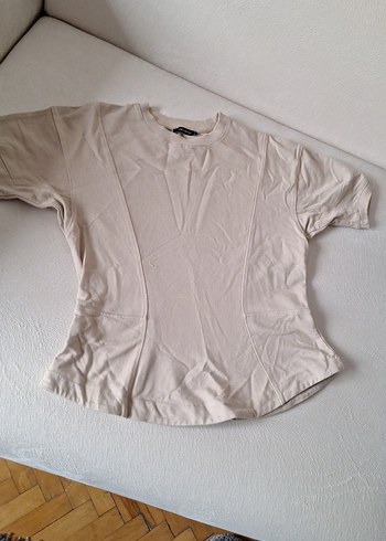 Bej  kalın penye kumaştan  bele doğru daralan kesim - Görsel 3