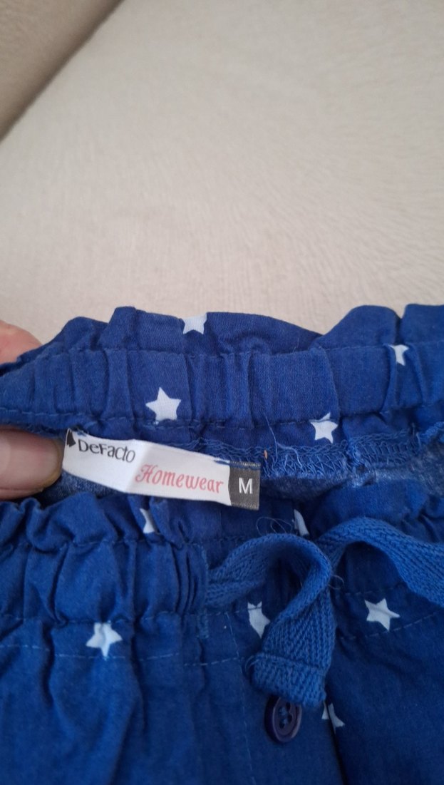 Düğmeli Lacivert Pamuk Kadın Piama - Görsel 3