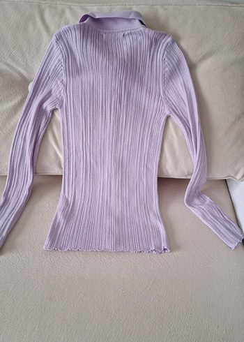 Düğmeli, Uzun Kollu, Lila Kadın Triko - Görsel 5