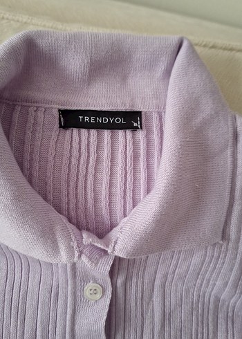 Düğmeli, Uzun Kollu, Lila Kadın Triko - Görsel 2