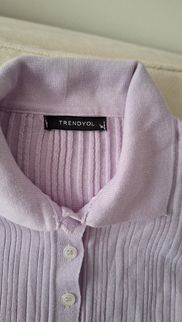 Düğmeli, Uzun Kollu, Lila Kadın Triko - Görsel 2