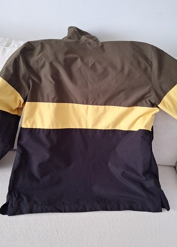 siyah haki sari Kapüşonlu  Yağmurluk - Görsel 4