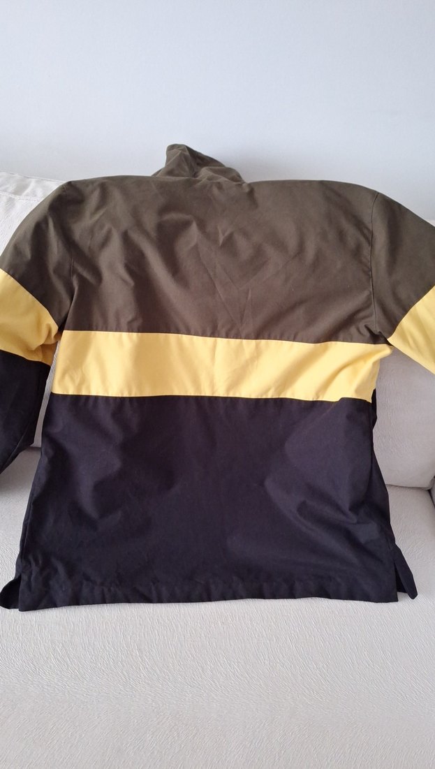 siyah haki sari Kapüşonlu  Yağmurluk - Görsel 4