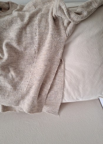 Bej Kadın Triko Bisiklet Yaka Kazak - Görsel 3