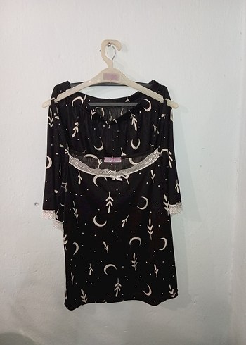 Siyah Desenli pijama şortlu