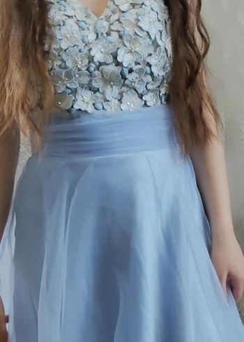 Mavi Drapeli Uzun Abiye Elbise - Görsel 2