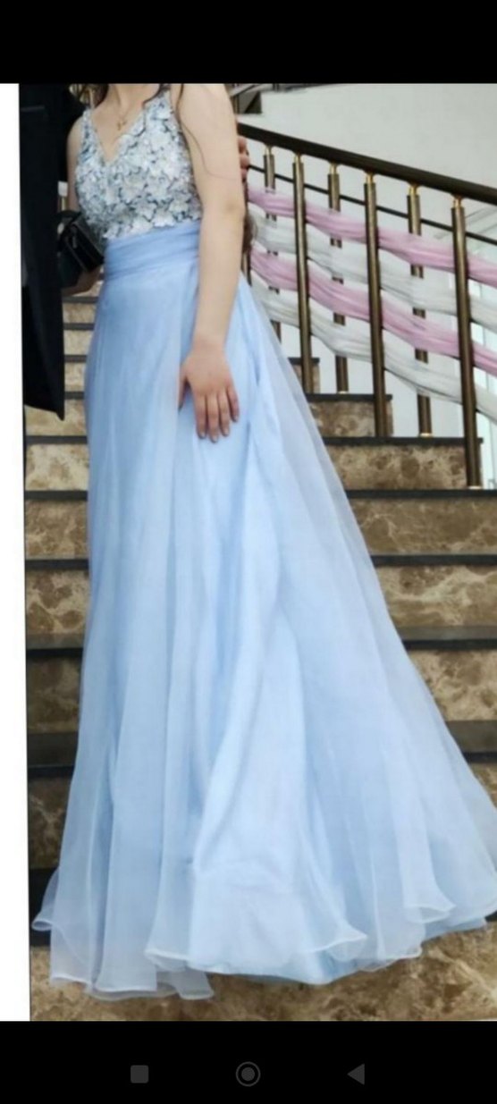 Mavi Drapeli Uzun Abiye Elbise - Görsel 3