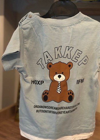 Erkek Çocuk Gri Ayıcık Baskılı Tişört - Görsel 3
