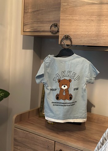 Erkek Çocuk Gri Ayıcık Baskılı Tişört - Görsel 2