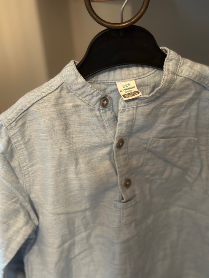 Gri Keten Erkek Çocuk Gömlek - Görsel 2