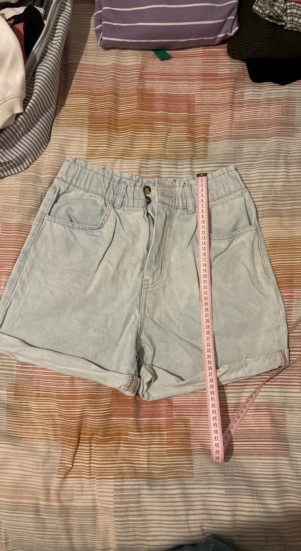 Buz mavisi Kadın Denim Mini Şort - Görsel 2