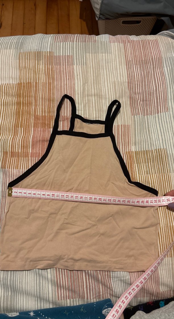 Kadın siyah askılı ten rengi crop - Görsel 2