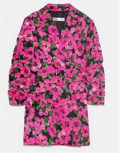 Zara model çiçekli ceket elbise