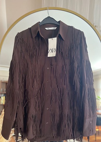 s Beden kahverengi Renk Zara zwcollection püsküllü gömlek