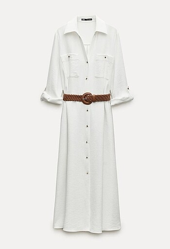 Zara ZARA KEMERLİ GÖMLEK ELBİSE
