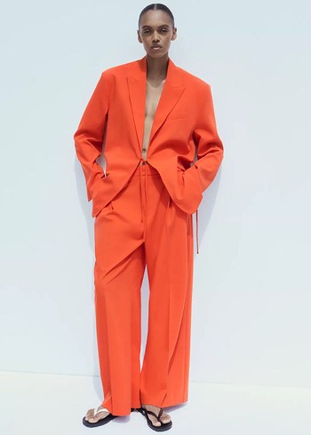 Zara Turuncu Kadın Midi Blazer