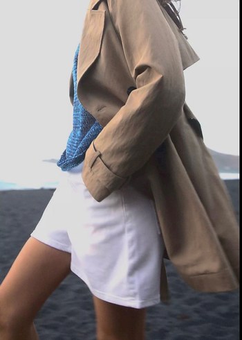 ZARA KEMERLİ KISA TRENÇKOT - Görsel 4