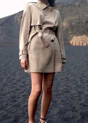 ZARA KEMERLİ KISA TRENÇKOT - Görsel 3