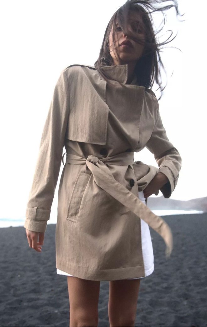 ZARA KEMERLİ KISA TRENÇKOT - Görsel 2