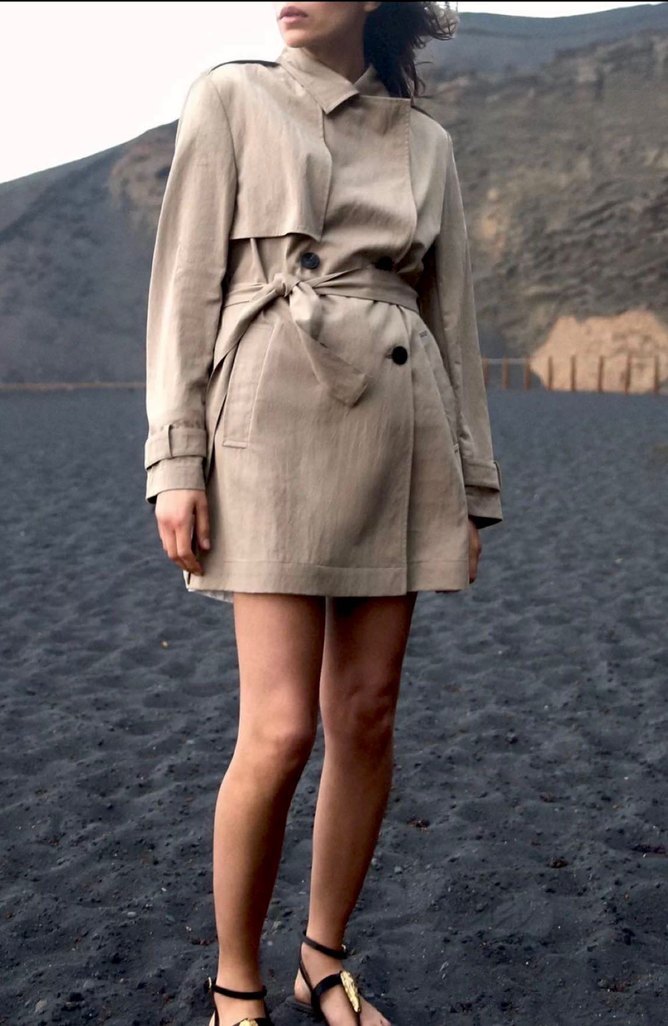 ZARA KEMERLİ KISA TRENÇKOT - Görsel 3