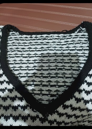 Bohem Siyah Gri Örgü kazak - Görsel 3