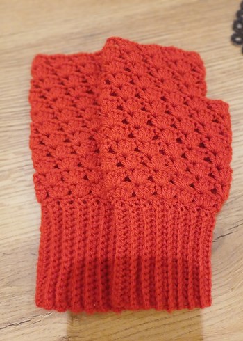 Kadın Kırmızı Örgü Parmaksız Eldiven - Görsel 2