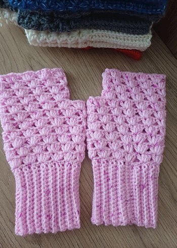 Pembe Örgü Kadın Eldivenleri - Görsel 3