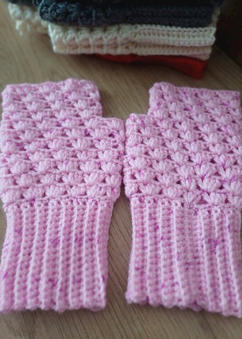 Pembe Örgü Kadın Eldivenleri - Görsel 2