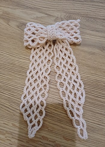 Kırmızı Örgü Fiyonk Saç Aksesuarı - Görsel 3