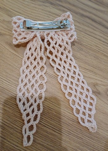 Kırmızı Örgü Fiyonk Saç Aksesuarı - Görsel 4