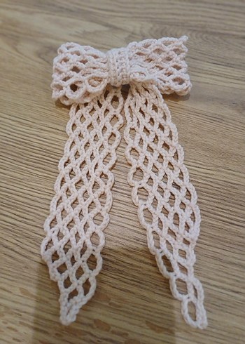 Kırmızı Örgü Fiyonk Saç Aksesuarı - Görsel 2