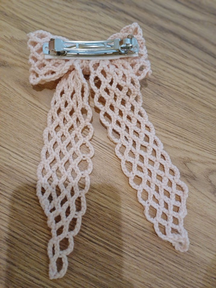 Kırmızı Örgü Fiyonk Saç Aksesuarı - Görsel 4