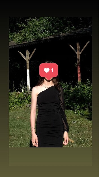 Siyah tek tül kol elbise