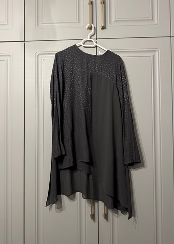 Zara Uzun Kollu Siyah Keten Dökümlü Tunik