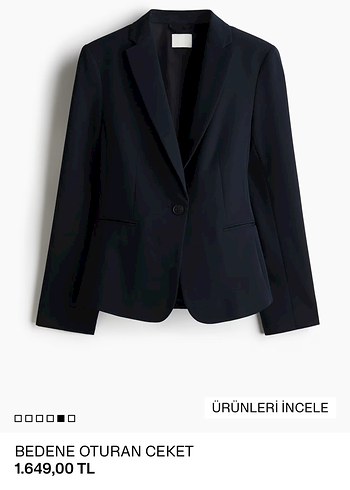 Lacivert Düğmeli Kadın Blazer Ceket