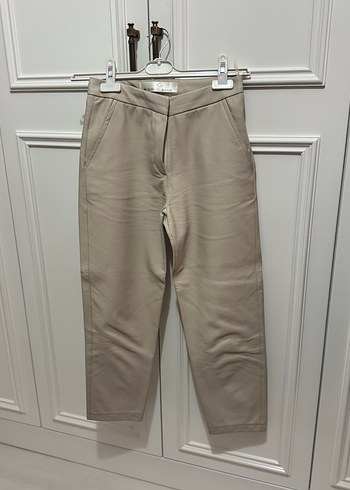 Bej Midi Kadın Kumaş Pantolon - Görsel 3